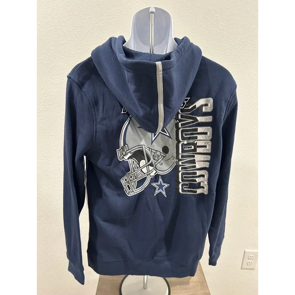 NFL Ultra Game Dallas Cowboys Mens Navy Blue Full Zip Hoodie Sweatshirt NEW - Picture 4 of 13